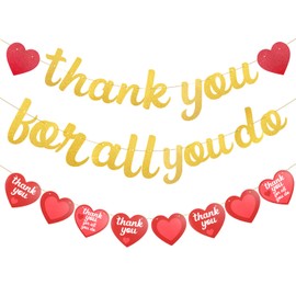 Thank You Banner, No-DIY Glitter Teacher Appreciation Decorations Banner Staff Appreciation Banner Appreciation Banner Decorations for Employees Teacher Doctor Nurse