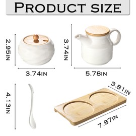 Ceramic Sugar and Creamer Set,12oz Cream Pitcher and 7.5oz Sugar Bowl with Lid,Coffee Serving Set for Cream and Sugar Spices, Condiments (2, Large)