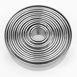 12 Pieces Round Cookie Biscuit Cutter Set,Graduated Circle Pastry Cutters,18/8 Stainless Steel Cookie Cutters and Donut Cutter Ring Molds