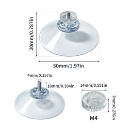 HE ZHI LONG 16pcs Suction Cups,50mm/2.05'' Suction Cup with M4 Screw Clear PVC Sucker Pads Extra Strong Sucker Suction Cup Glass Suction Holder with Screw Nut for Bathroom Wall, Window, Car Shade