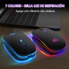 EASYTAO Mouse Inalámbrico, Mouse Bluetooth/Wireless2.4GHz Modos Dual Recargable con Iluminación