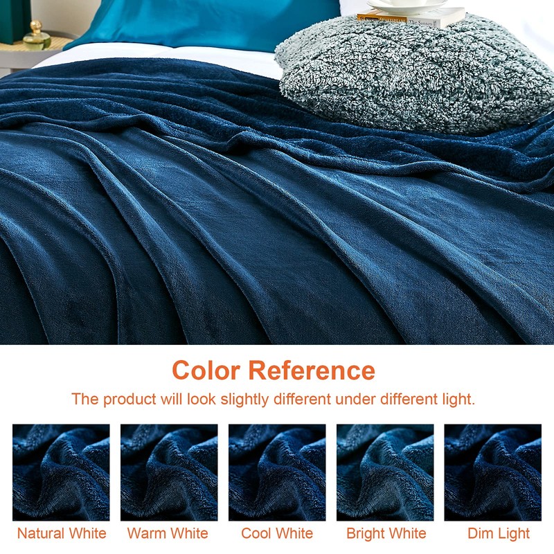 EHEYCIGA Fleece Blanket Navy Throws for Sofas Fluffy Warm Soft