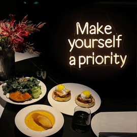 Led "Make Yourself a Priority" Neon Sign Word/Letters USB Powered with Dimmer Switch Light Up Sign for Girl's Room Home Room Wall Decor Neon Lights Chritmas Birthday Gift