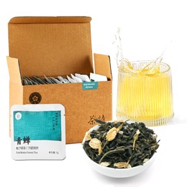 RIANTEA Organic Gardenia Green Tea Bags, Cold & Hot Brew Sencha Tea, Naturally Sugar Free Low Caffeine Teabag, Premium Original Leafy Green Tea Pods, 1.4 OZ (40g), 20 count