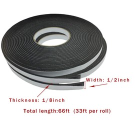 Adhesive Foam Tape Weather Strip for Doors Sticky Foam Strip Insulation Soundproofing Tape Single Sided Closed Cell Foam Tape 1/8 Inch Thick x 1/2 Inch Wide,2 Rolls