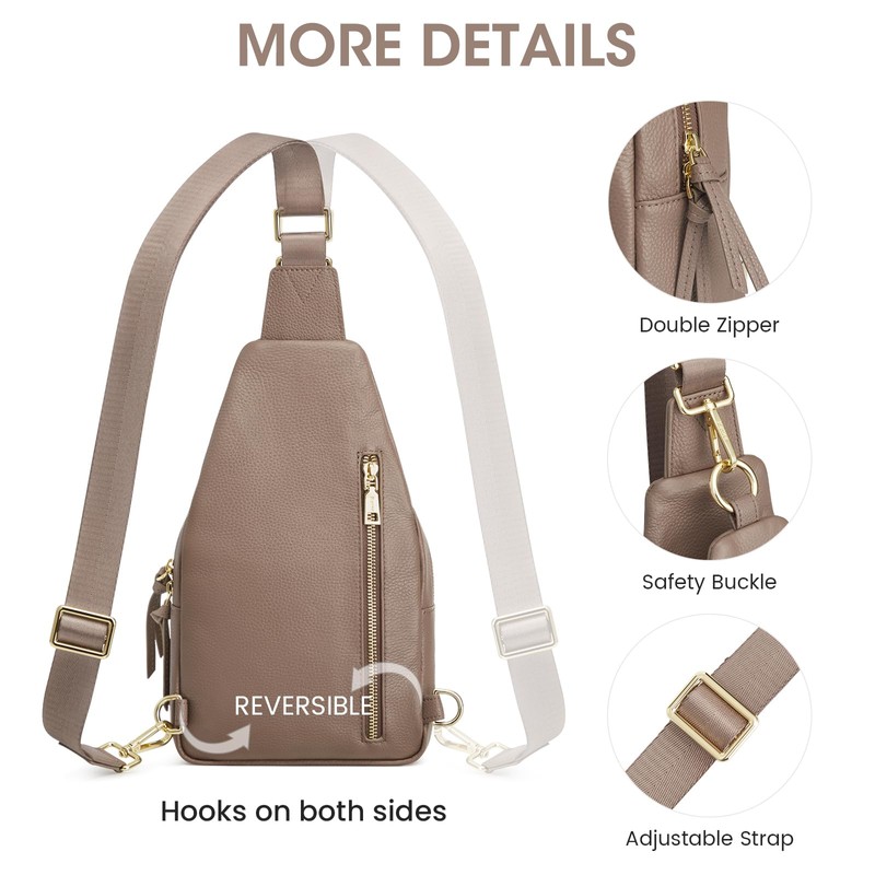 Kattee Small Leather Sling Bag for Women with RFID Blocking,Khaki