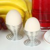 TRIXES 6 x Egg Cups Brushed Steel Wire Spiral Spring