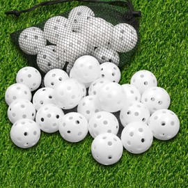 THIODOON Golf Practice Ball Air Flow Hollow Exercise Golf Balls 40mm Plastic Golf Balls for Rocking Practice Driving Home Outdoor Golf Games for Adults Kids 24 Pack