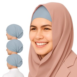AL Barakeh Pack of 3 Hijab/Underscarf Hijab Hat Turban Headwear for Women Cotton Underscarf Hijab, silver