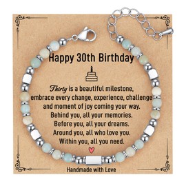 30th Birthday Gifts for Her, 30th Birthday Decorations for Her, Bracelets for Women with 30th Birthday Card 30 Year Old Sister Wife Best Friend Birthday Gifts for Women Unique