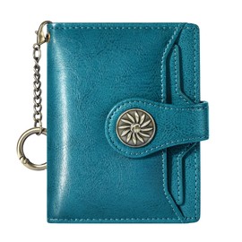 Travelambo Small Wallet for Women RFID Blocking Compact Ladies' Bifold Wallets (Peacock Blue)