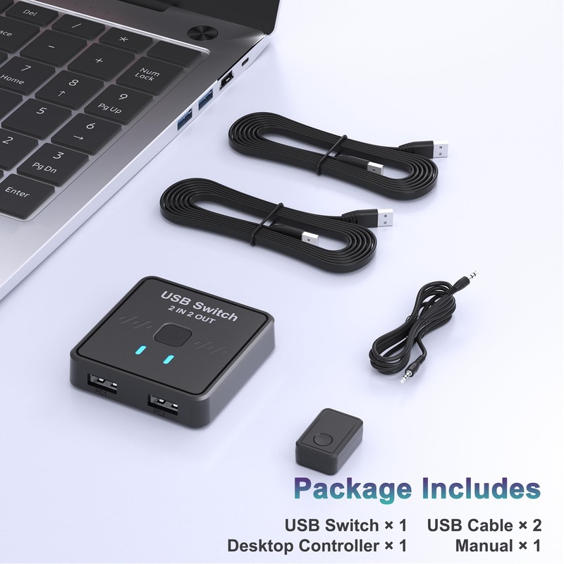 USB Switch 2 in 2 Out, USB Switcher 2 Computers