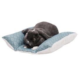 Furhaven Cat Bed for Indoor Cats, Washable w/ Removable Bolsters, For Pets Up to 9 lbs - Plush & Diamond Print Cuddle Loaf Mat - Aqua, Small