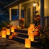 Honoson 24 Pcs Halloween Luminary Bags Fire-Retardant Material Pumpkin Orange