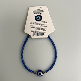 VIE Evil Eye Bracelet with 2 Gold Beads Each Side (Blue)