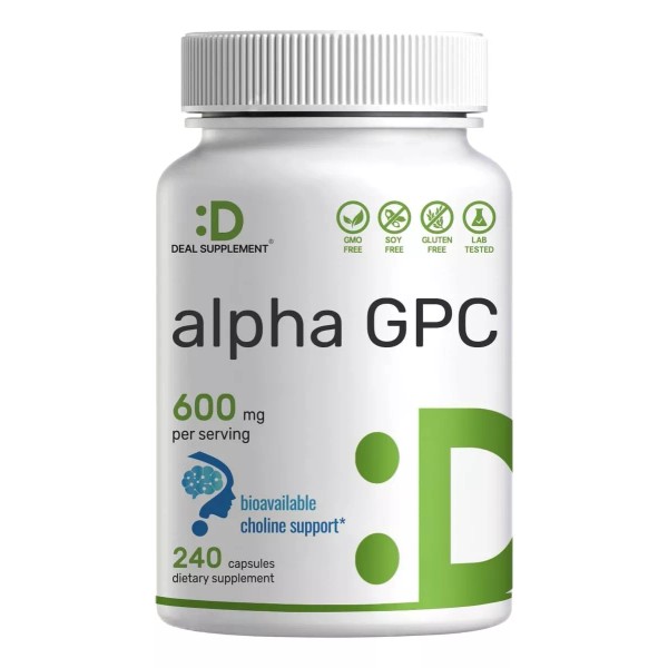 Deal Suplement Alpha Gpc 600 Mg Con 240 Caps. Salud Cerebral