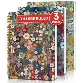 Taja Aesthetic Set of 3 Spiral Notebook for Work, A5 Cute Pretty Lined Journal for Women & Writing, College Ruled Journaling Notebooks, Perfect for School & Office Supplies - Wild Garden