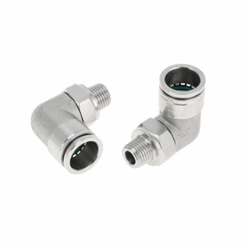 RATCHROLL Push to Connect Air Fittings 5/8" 90 Degree Air Line Quick Joint 304 Stainless Steel 1/4"BSPT 2 Pcs Silver Tone