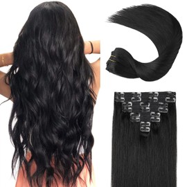 Clip In Human Hair Extensions,120g 8pcs Hair Extensions Clip in Human Hair Double Weft #4 Medium Brown Clip in Hair Extensions 14Inch Straight Remy Hair Clip In Extensions