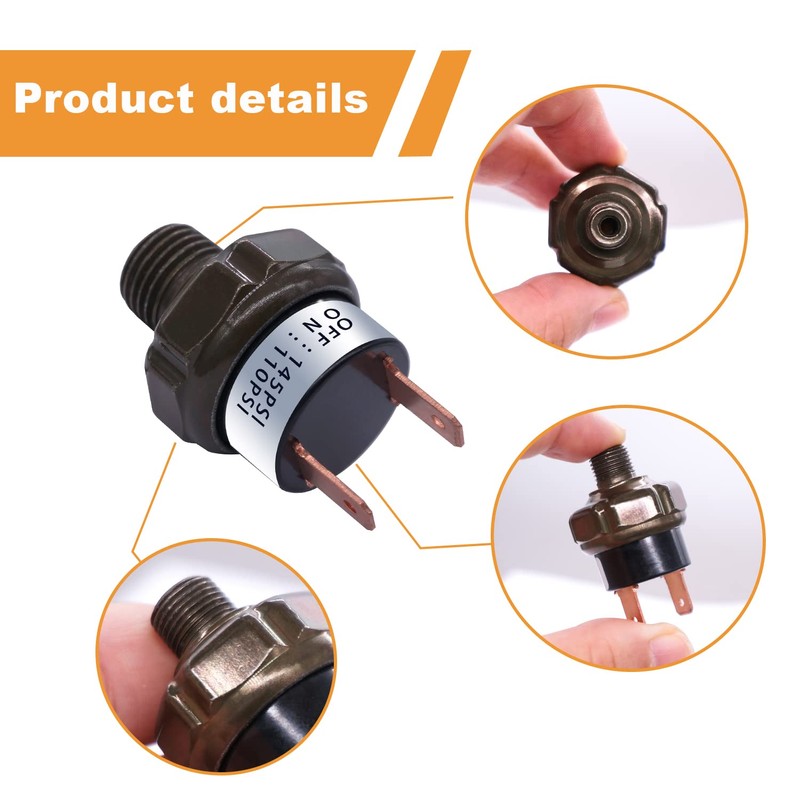 mankk Air Pressure Switch 110-145 PSI Thread 1/4" NPT 24V
