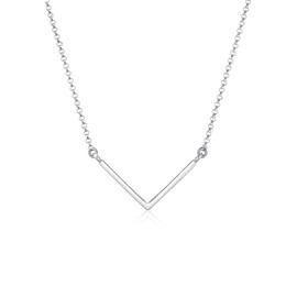 Elli Women's V-shape pendant Geo Minimal necklace in 925 sterling silver gold-plated, 450, None