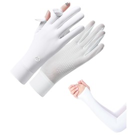 Ciyar Sun Protection Gloves, Arm Cover, UPF 50+, Arm Cover, UV Gloves, 2 Finger Out, Summer, UV Protection, Fingertips, Breathable, Stretchy, Sweat Absorbent, Quick Drying, Anti-Slip, Outdoor