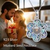 HUKKUN Mustard Seed Necklace Sterling Silver Abalone Shell Daisy Faith