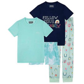 Eddie Bauer Youth Girl's 4 Piece Mix and Match Sleep Set (Navy Blue, Small-7/8)