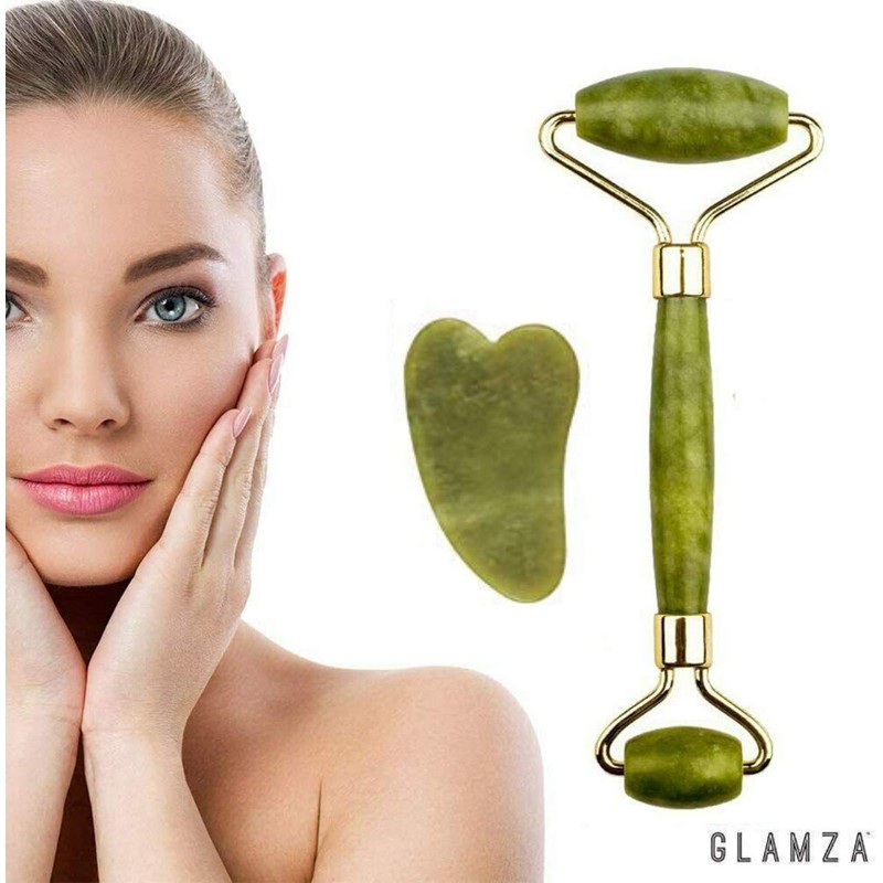 Jade Face Roller - GLAMZA Double Ended Facial Roller &