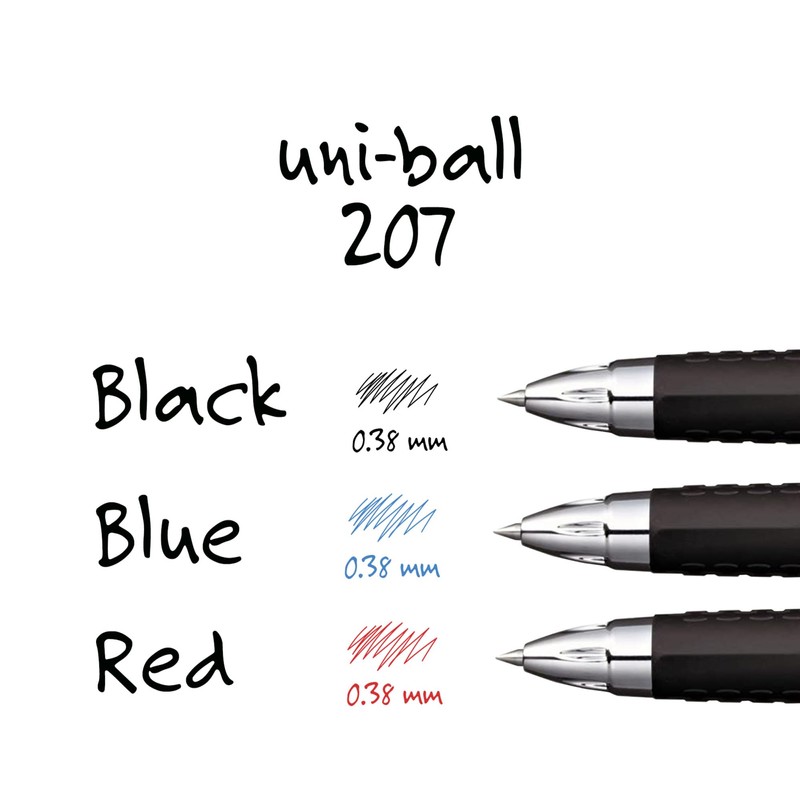 uniball 207 Retractable Gel Pens, Ultra Micro Point (0.38mm), Black,