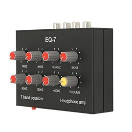 Tonysa 7 Band Sound Equalizer, Output Input, 12dB High Bass Adjustment, Dual Channel Digital Equalizer, 3.5mm Interface, for Recording, Streaming, Podcasting