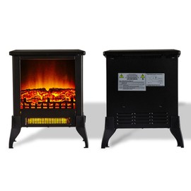 14 Inch Electric Fireplace with Flame Brightness Overheating Safety Protection 2 STSP Switches 1 Temperature Knob 1400W Heat
