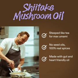 Algae Cooking Club Shiitake Mushroom Oil – Savory Umami Depth with Red Miso, Black Garlic & Urfa Chili – Infused with High-Oleic Algae Oils – Seed-Free Oil