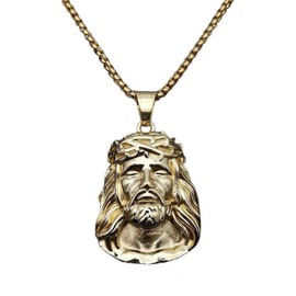 Jesus Pendant, Jesus Necklace for Men, Christ Jesus Head Necklace Jesus Religious Jewelry, Catholic Jesus Charm Necklace Stainless Steel Religious Jesus Pendant Necklace