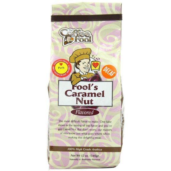 The Coffee Fool Perk Grind, Fool's Decaf Caramel Nut, 12 Ounce
