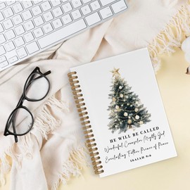QLMX Christian Christmas Spiral Notebook, Christian Notebook for Women, Bible Scripture Journal Notebook, Bible Notebooks for School, Isaiah 9:6 Office Supplies Gifts for Christian Women, 5.5x8.3Inch