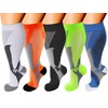 Double Couple 5 Pairs Wide Calf Compression Socks for Men