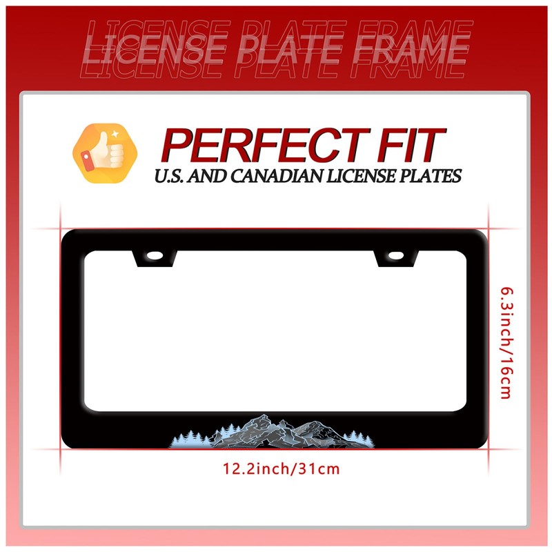 Mountains License Plate Frame Personalise Mountain License Plate Frames Black