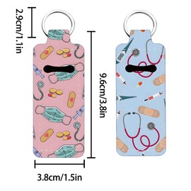 FREEBLOSS 2Pcs Chapstick Holder Keychain Lip Balm Holder Keychain Lightweight Lipstick Sleeve Pouch with Nurse Theme Pattern for Women Girls 1.5x3.8''