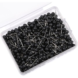 1/8 Inch Small Round Ball Head Decorative Push Pins Map Thumb Tacks for Travel Map Art Picture Photo Canvas Bulletin Cork Board Wall DIY Craft Home School Office Use, 500PCS (Black)