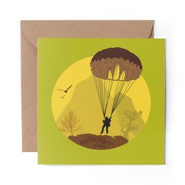 1 x Greeting Card Parachute Skydive Para - Blank Birthday Celebration Anniversary #7137
