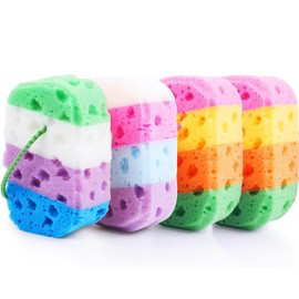 Bath Sponge, Sponges Bath, Shower Sponge, Baby Sponges for Bath, Exfoliating Sponge, Body Sponge, Bath Sponges for Adults, Bath Sponge 4 Pack Shower Sponges for Cleaning Exfoliating Body