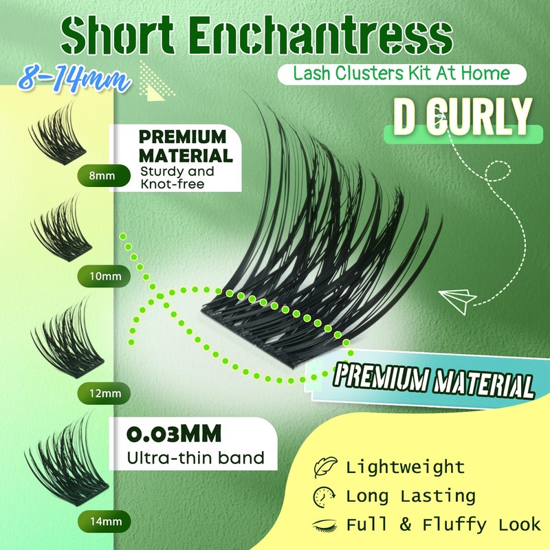 Enchantress Lash Clusters Kit 8–14mm Short Fluffy Wispy Eyelash Clusters