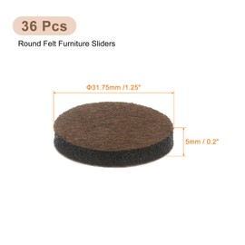 uxcell Furniture Pads, 36Pcs 1.25" - Round Self Adhesive Felt Furniture Pads, Floor Protectors for Furniture Feet Chairs Legs Hardwood Floors (Brown)