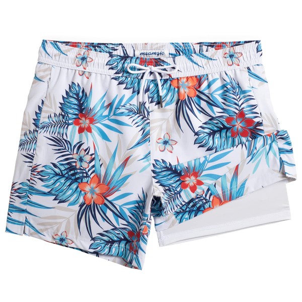maamgic 5inch Mens Swim Trunks with Compression Liner 2-in-1 Swimming
