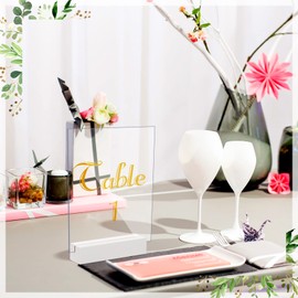 Zonon 12 Pieces Wood Place Card Holders Wood Sign Holders Table Number Holder Stands Name Card Holder for Wedding Party Events Decoration(White, 4.6 x 1.1 x 0.9 Inch)