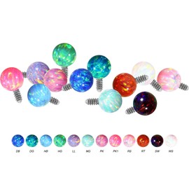 PIERCINGLINE Titanium Screw Attachment with Male Thread 0.9 mm Synthetic Opal Ball Piercing Attachment Replacement Choice of Colours, Titanium Created Opal