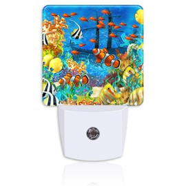 Neidius Night Light for Kids Girls Boys,Underwater Fishes Coral LED Night Light Plug into Wall with Dusk to Dawn Sensor for Room Decor,Hallway,Kitchen,Bathroom,Nursery,Stairs
