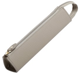 RICKERS Genuine Leather Pen Case, Women's, Brand, Slim, Simple, Stylish, Cute, Adult, Triangle, Leather, beige, (greige)