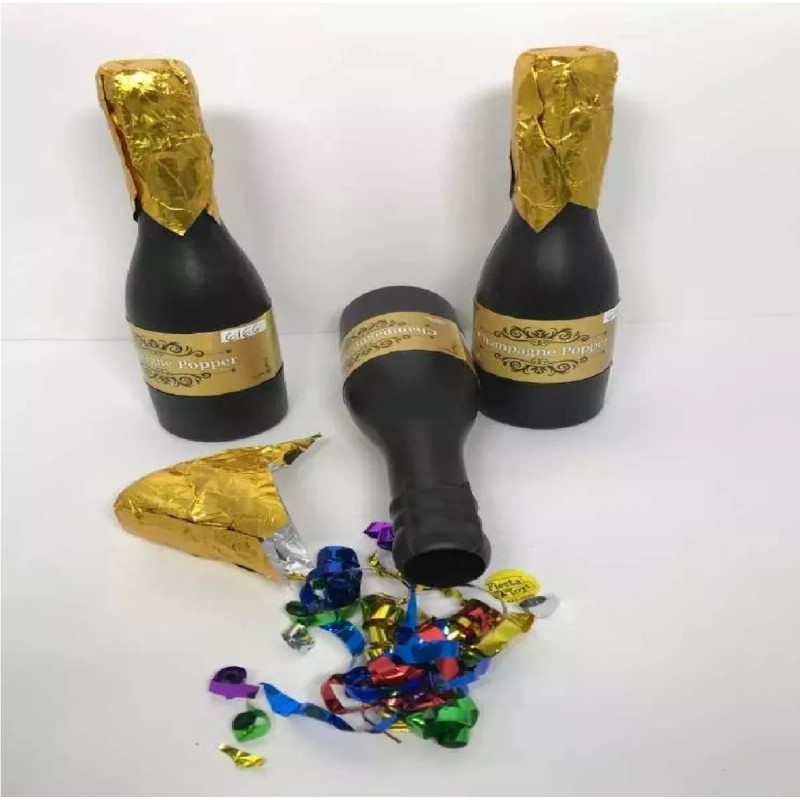 KFMX 12 Confetti Popper Cañon Botella Mini Champagne Fiesta Brind